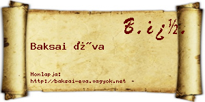 Baksai Éva névjegykártya